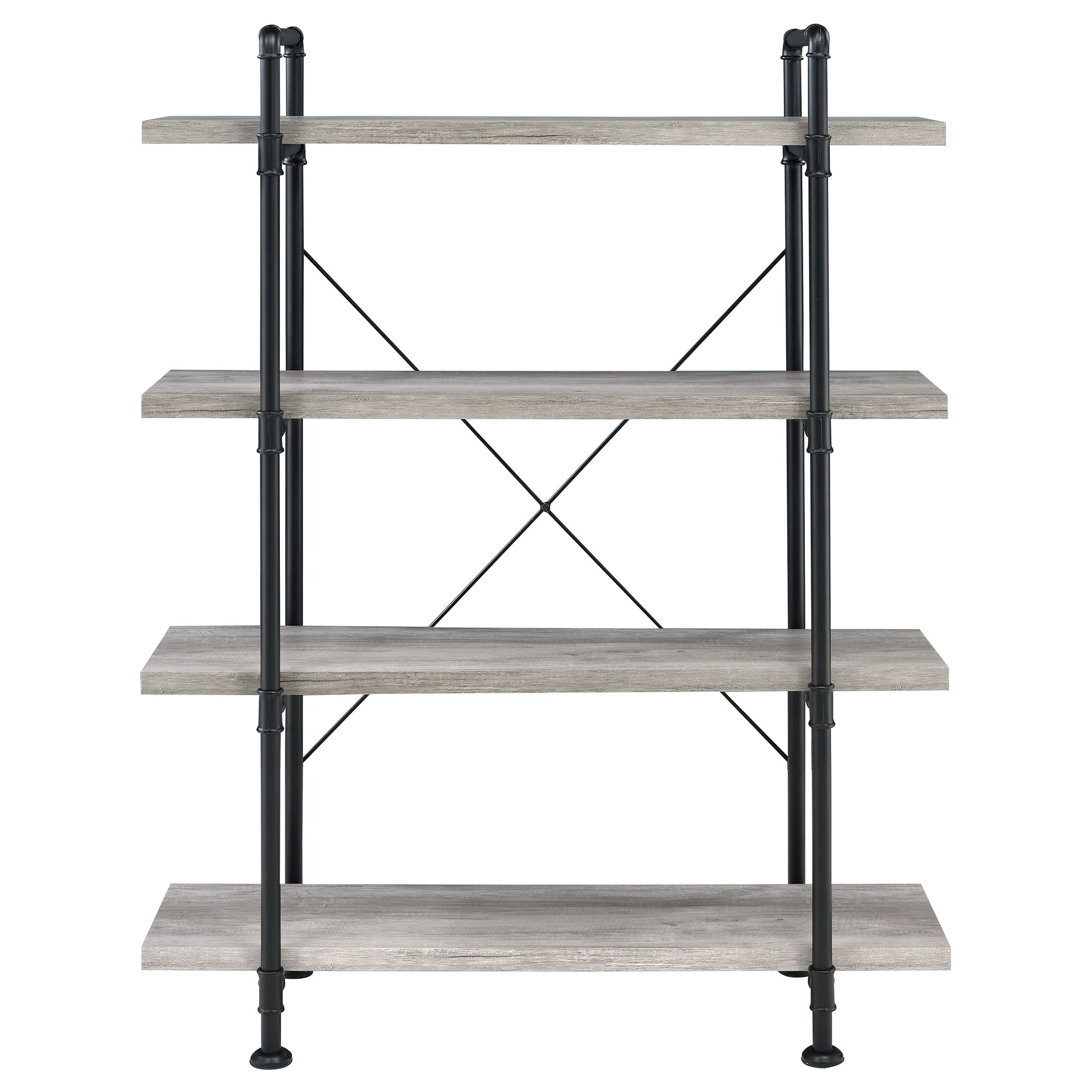 Coaster Home Furnishings Delray 4-Tier Bookcase Grey Driftwood and Black Open Shelves (804406)