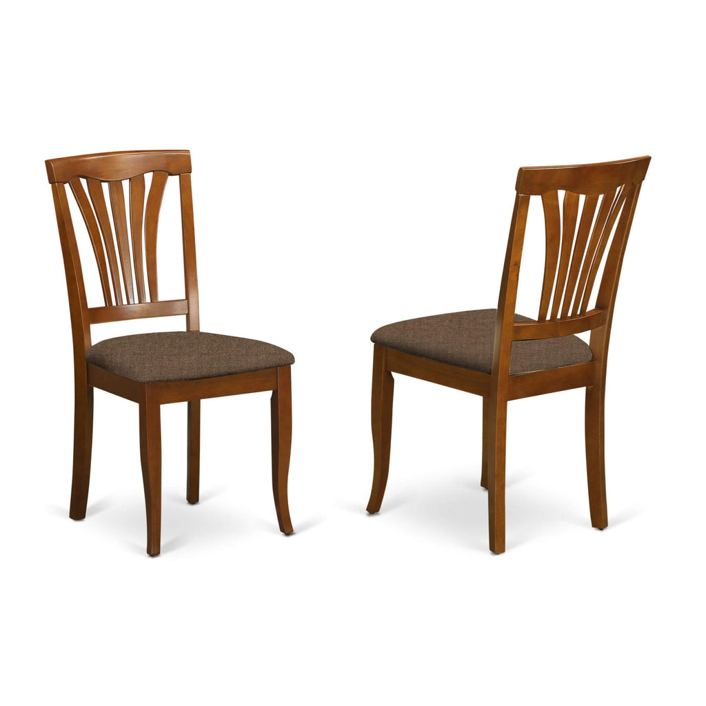 East West Furniture AVON5-SBR-C 5 Piece Dining Table Set for 4 Includes an Oval Kitchen Table with Butterfly Leaf and 4 Linen Fabric Kitchen Dining Chairs, 42x60 Inch, Saddle Brown