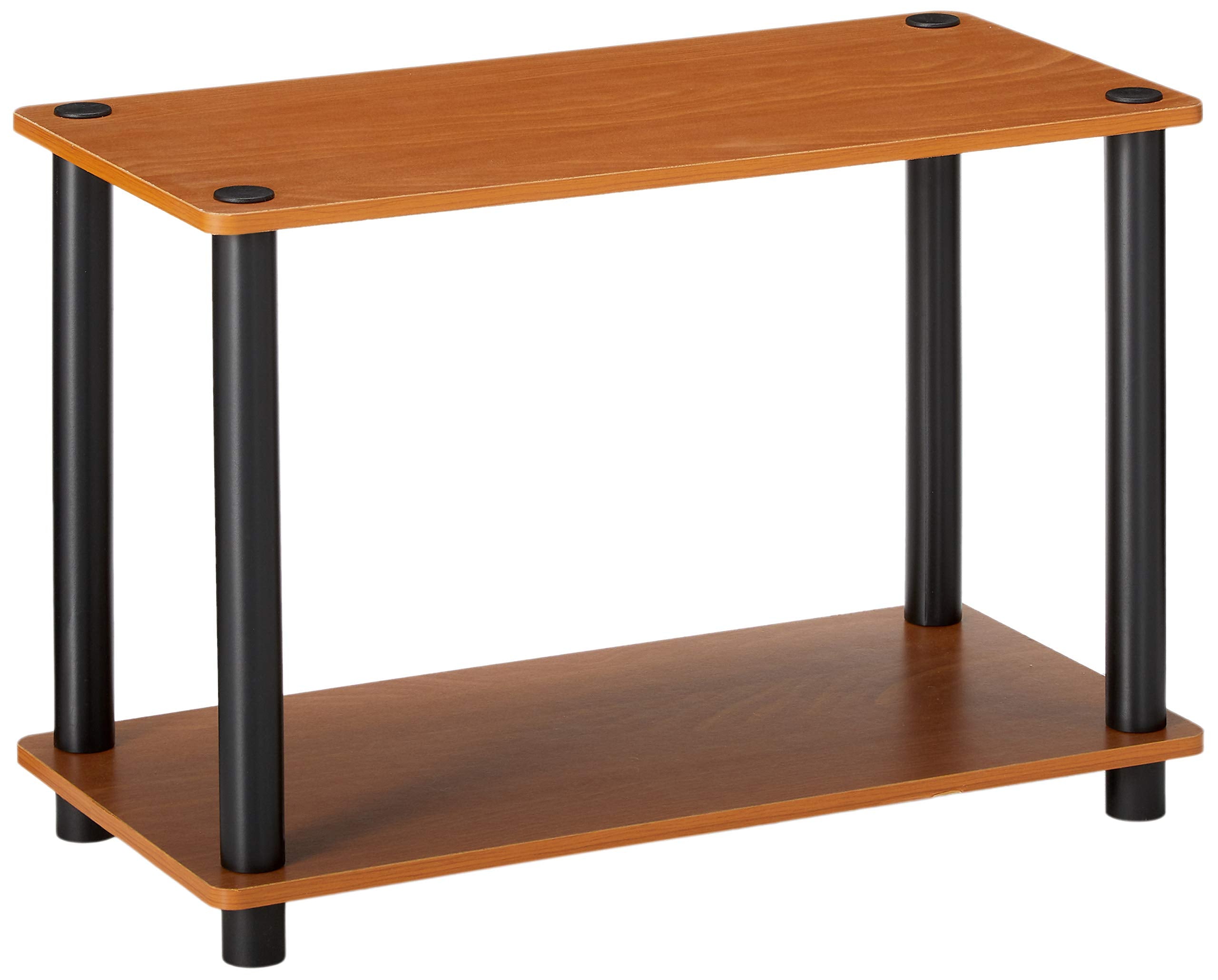 Furinno Turn-N-Tube 2-Tier Shelves/End Tables Set, 2-Pack, Light Cherry/Black