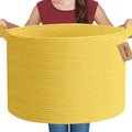 MEGASKET Extra Large Yellow Basket, 22    X 22    X 14    Cotton Rope Yellow Decor for Living Room Bedroom, Woven Basket for Bla