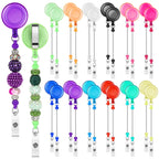 Sayglossy 24 Pcs Beadable Badge Reel Retractable Clips Holder For Beads Bulk Blank Bar Id Name Badge Reels With Belt Clip Beadab