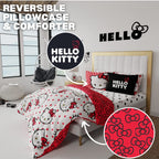 Franco Sanrio Hello Kitty Polka Dot Bedding 7 Piece Super Soft Comforter And Sheet Set With Sham, Queen, (100% Official Licensed