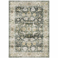HomeRoots 510405 7 x 10 ft. Gray Charcoal Gold Brown Ivory Pale Sage & Light Blue Oriental Printed Stain Resistant Non Skid Rectangle Area Rug
