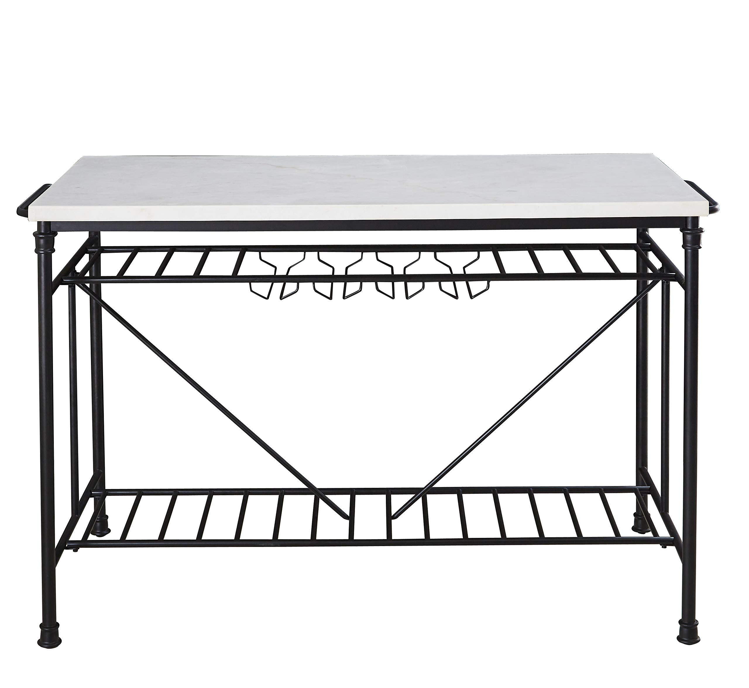 Steve Silver Claire White Marble Top Counter Kitchen Island - Thumbnail 3