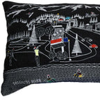 HomeRoots Grey 45' Black Bend Nighttime Skyline Lumbar Decorative Pillow