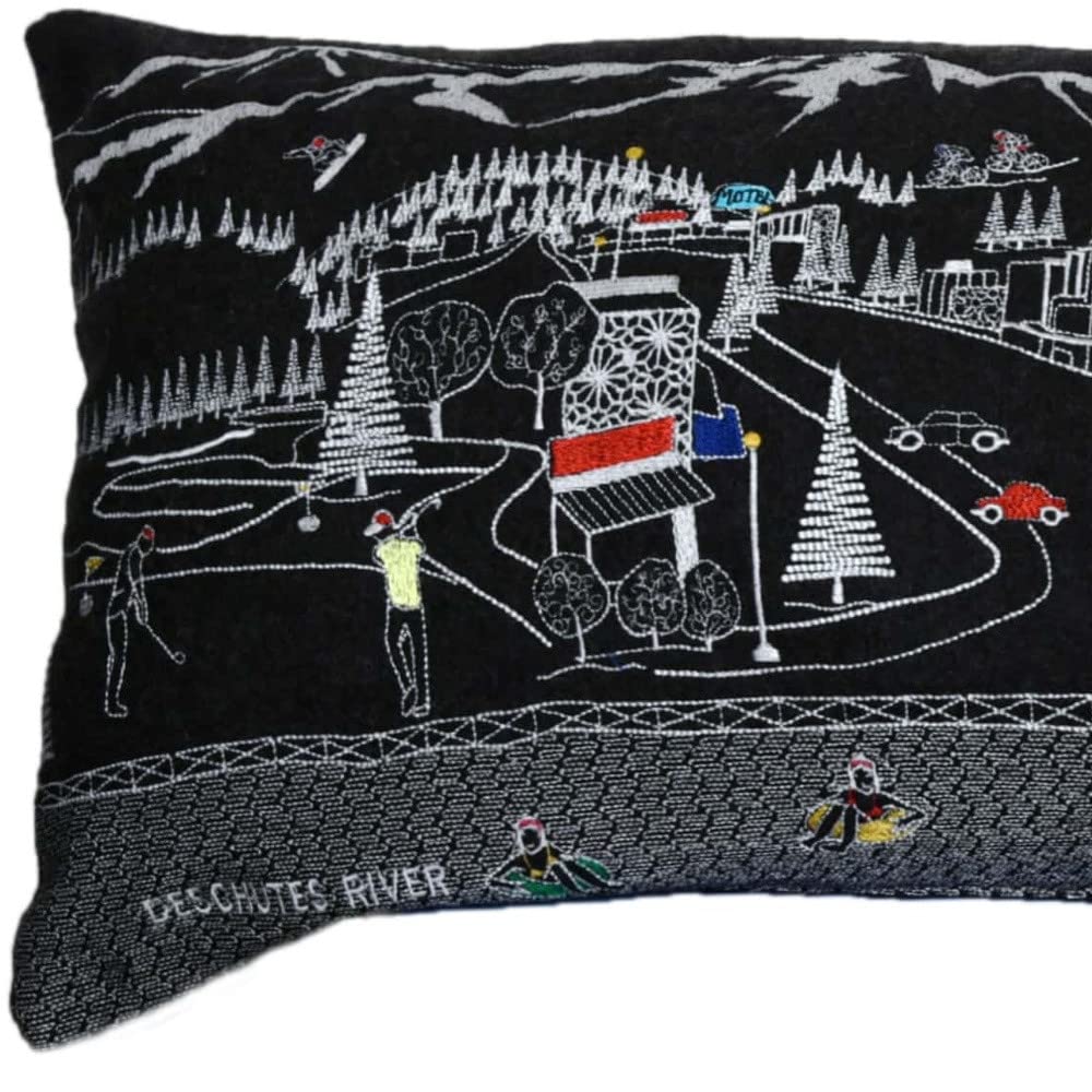 HomeRoots Grey 45' Black Bend Nighttime Skyline Lumbar Decorative Pillow