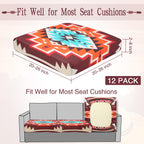 Newwiee 12 Pcs Patio Stretch Sofa Cushion Covers Outdoor Cushion Cover Replacement Couch Slipcover Sofa Seat Cover Flexibility Chair Cushion Cover Porch Patio Furniture Protector (Multicolor,Novel)