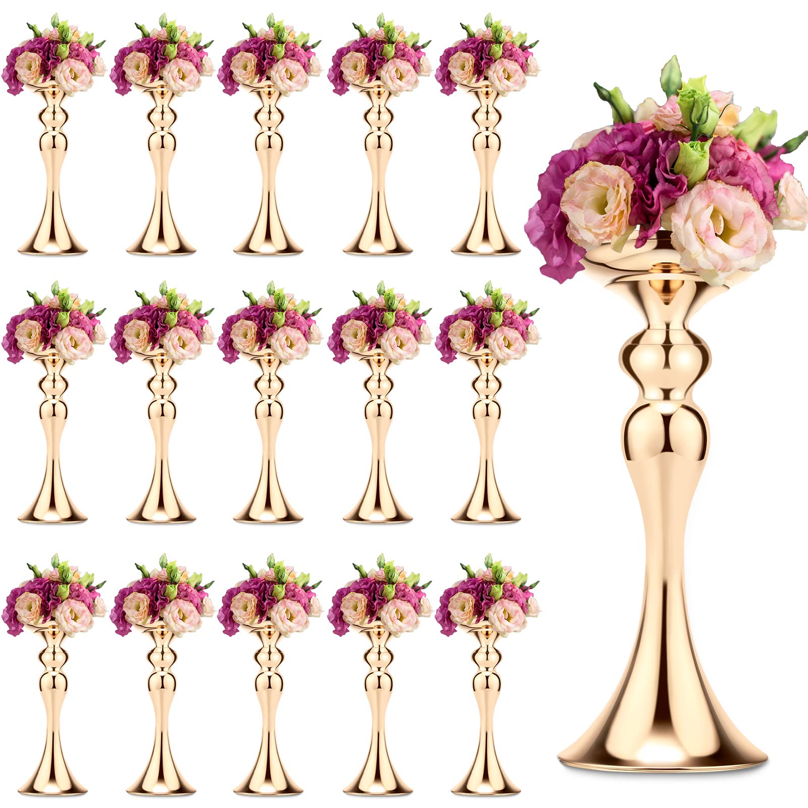 Sadnyy 16 Pcs Metal Flower Arrangements Stand Metal Wedding Flower Centerpiece Stand Tall Table Decor Flower Vase for Wedding Re