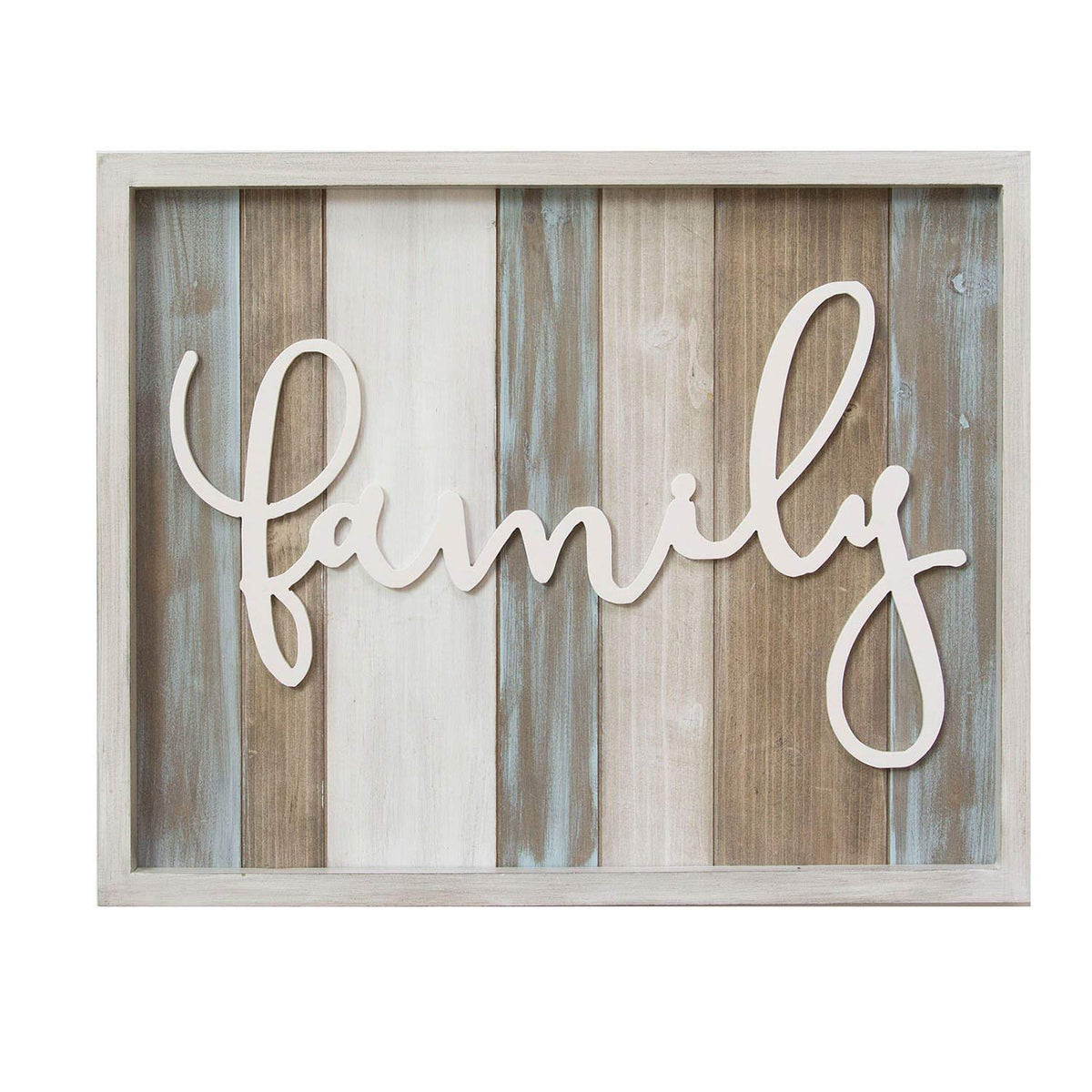 HomeRoots Multi 100% Wood 20' X 1' X 16' Rustic Family Wood Wall Decor