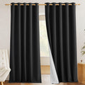 NICETOWN Vintage Open Linen Weave Flax Thermal Curtains, 100% Blackout Curtains 90 Long for Dining Room, Soundproof Window Treat
