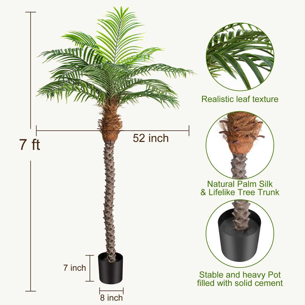 Keeplush 7Ft Tall Artificial Phoenix Palm Tree For Outdoor Indoor Decor, Large Faux Coconut Silk Palm Tree Tropical Fake Tree Pe