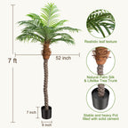 Keeplush 7Ft Tall Artificial Phoenix Palm Tree For Outdoor Indoor Decor, Large Faux Coconut Silk Palm Tree Tropical Fake Tree Pe