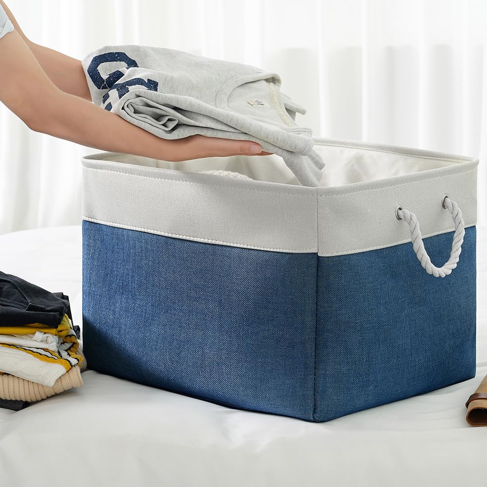 Thewarmhome Organization And Storage Basket For Shelves - Jumbo 3 Pack 20X16X14 Inch Collapsible Storage Bins For Organizing, Ca