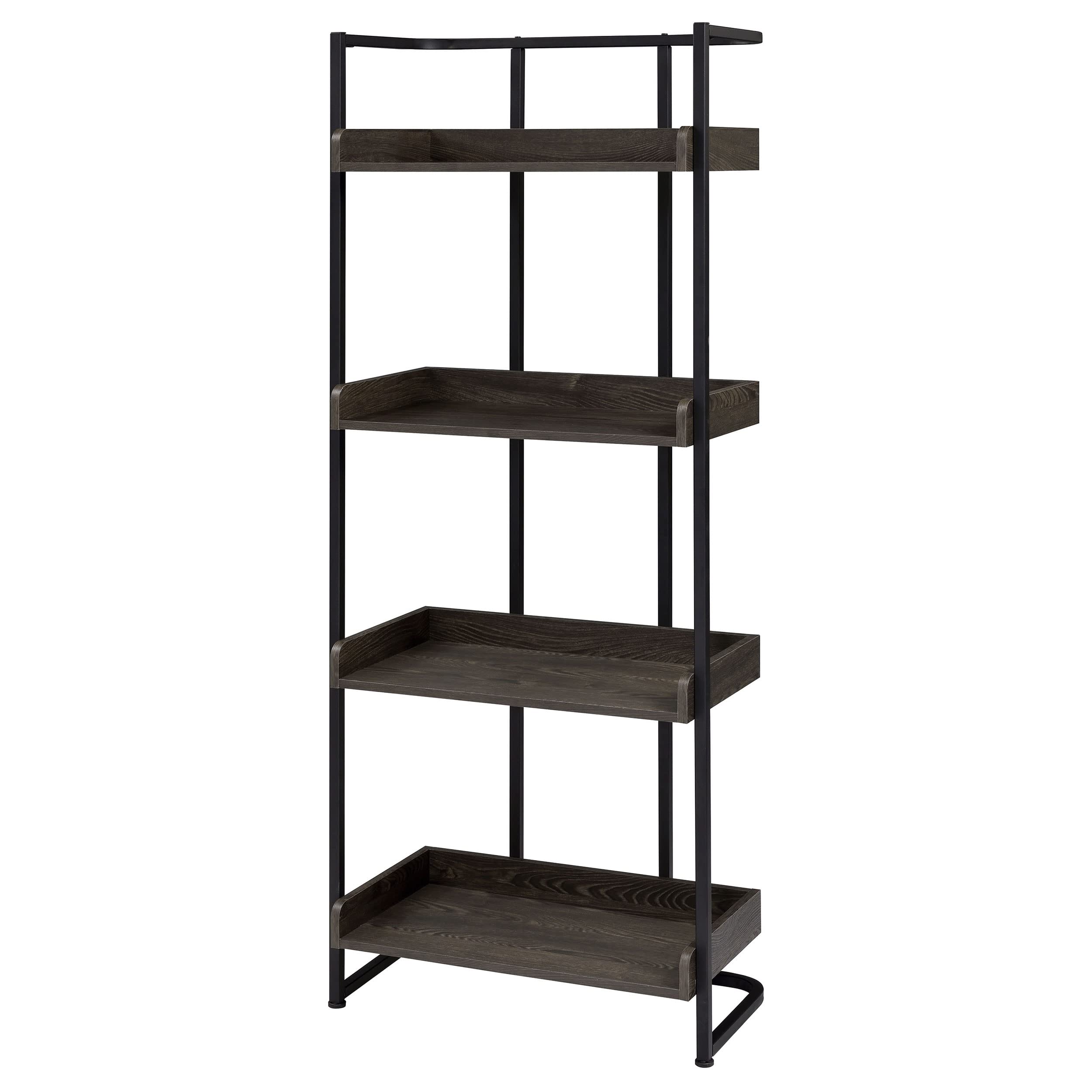 Coaster Home Furnishings Ember 4-Shelf Dark Oak and Sandy Black Bookcase, 26.25&quot;&quot; w x 14&quot;&quot; d x 67.5&quot;&quot; h (803412)