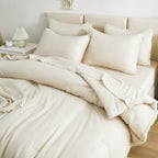 Litanika Twin/Twin Xl Size Comforter Sets Beige - 5 Pieces Bed In A Bag Twin/Twin Xl Beddding Comforter Sets, Solid Lightweight
