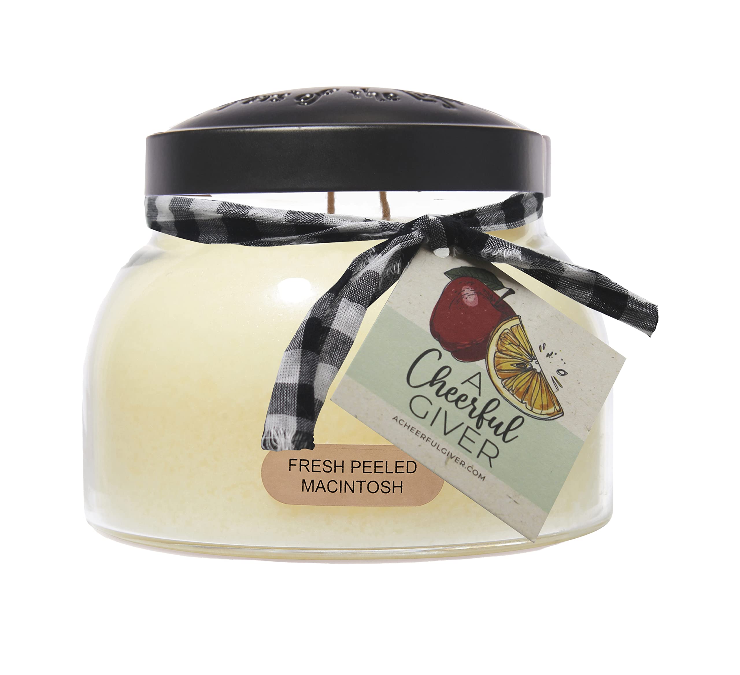 A Cheerful Giver - Fresh Peeled Macintosh Mama Scented Glass Jar Candle (22oz) with Lid & True to Life Fragrance Made in USA