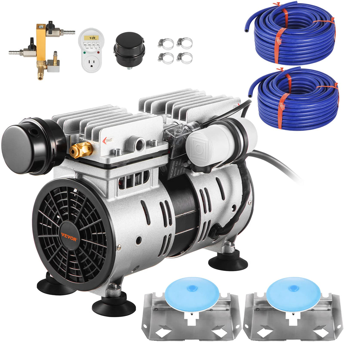 Vevor Pond Aerator, 550W Power 5.2Cfm For Up To 3 Acre 50' Lake Includes 3/4 Hp 100' Weighted Tubings & 2 Diffusers, Air Compres