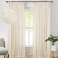Zeerobee Linen Curtains For Living Room/Bedroom Linen Curtains 96 Inches Long 2 Panels Set Textured Natural Window Linen Drapes