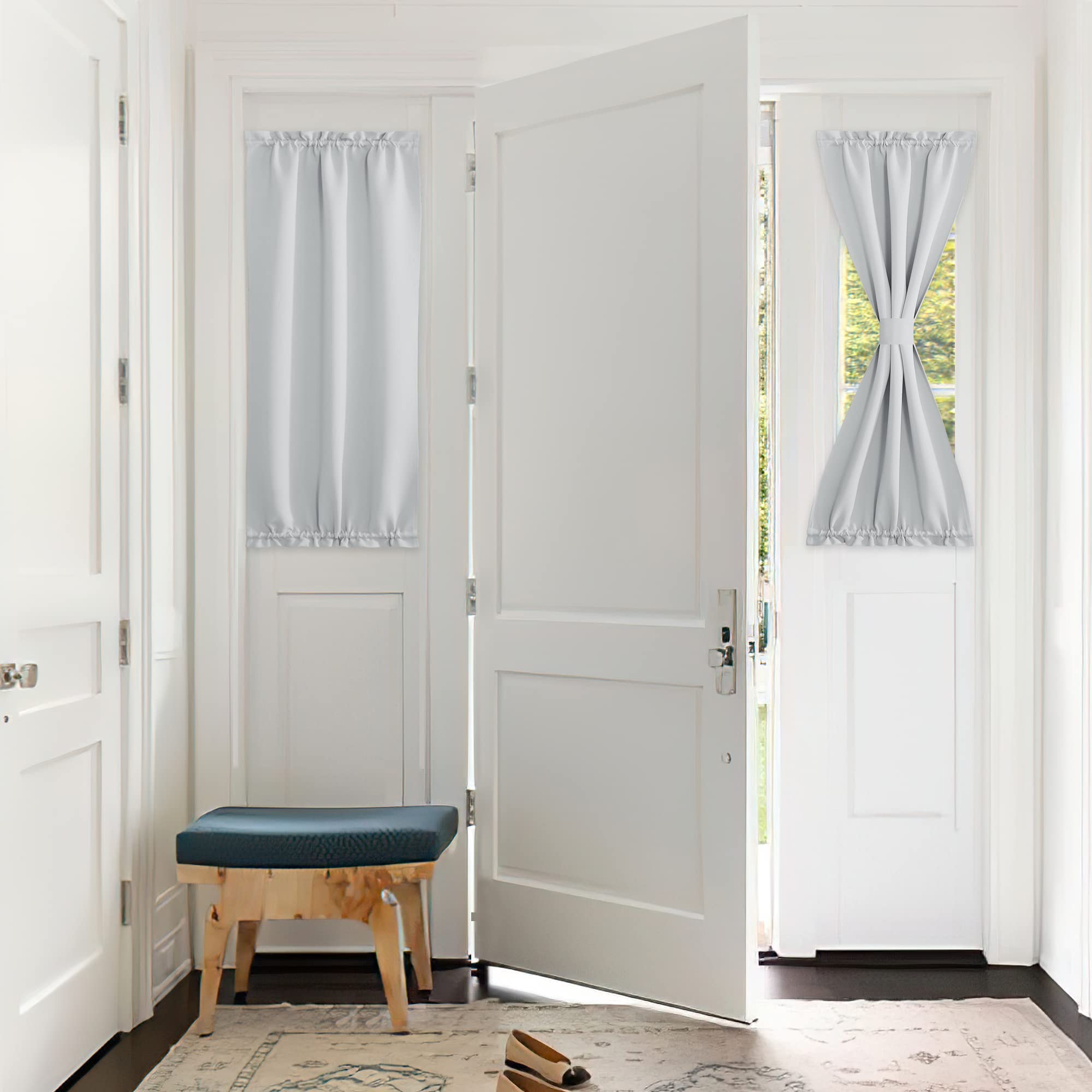 PONY DANCE Skylight Shades - Door Window Curtains Room Darkening Drapery Blackout Drapes for French Door Including Bonus Tieback