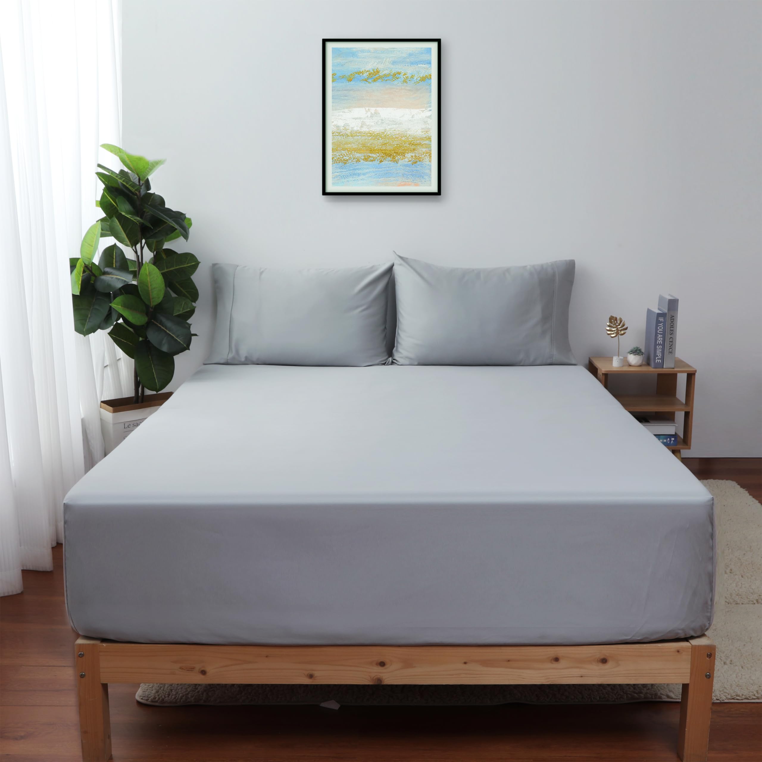 California King Size Fitted Sheet Only Gray, 100% Egyptian Cotton 600 Thread Count, 16'' Deep Pocket Premium Cotton Mattress She