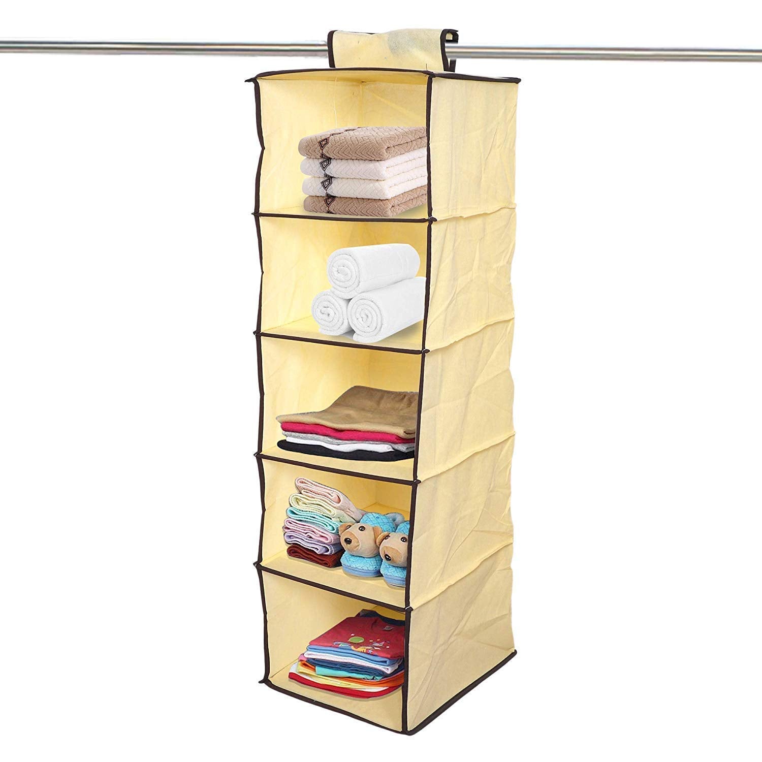 Cpex Home Hanging Closet Organizer 5 Shelf Closet Hanging Organizer Wardrobe For Regular Garments, Shoes Storage Cupboard, Hange