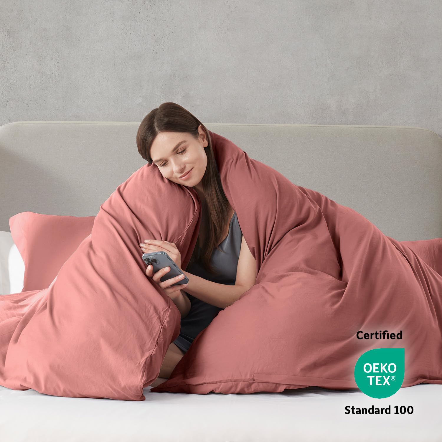 Nestl Pink Clay California King Duvet Cover Sets - Soft Prewashed Cal King Duvet Cover, 3 Piece, With Zipper Closure, 1 Duvet Cover 104X98 Inches And 2 Pillow Shams - No Comforter