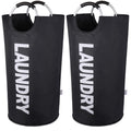 2Pack Large Laundry Basket, Laundry Hamper Bag with Handles, 95L, Black