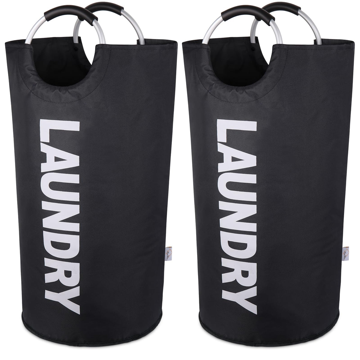 2Pack Large Laundry Basket, Laundry Hamper Bag with Handles, 95L, Black