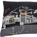 HomeRoots Grey 24' Black Jackson Nighttime Skyline Lumbar Decorative Pillow