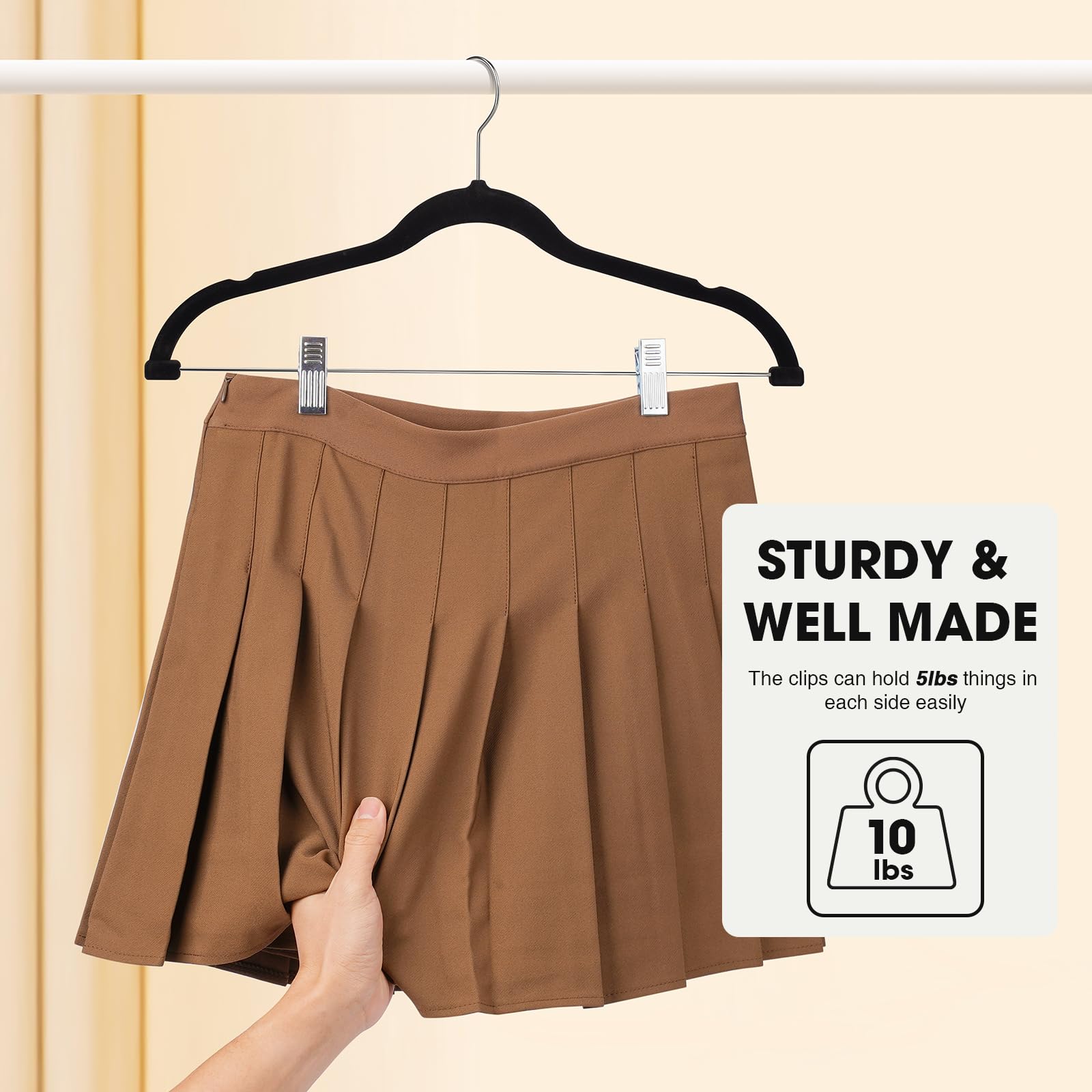 Ulimart 36-Pack Black Velvet Hangers,Pants Hangers With Clips Adjustable,Felt Hangers,Heavy-Duty,Non-Slip,Space Saving,Slim Clot