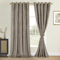 DWCN Velvet Curtains Extra Wide - Taupe Elegant Super Soft Bundleable Room Darkening Window Curtains Grommet Design Neutral Styl