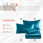 Elegant Comfort Luxurious 4-Piece Silky Satin Sheet Set, Skin And Hair Friendly, Wrinkle, Fade, Stain Resistant With Deep Pockets Fitted Sheet, Cooling Soft Satin Sheet Set, Full, Turquoise