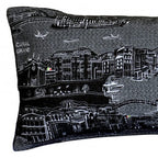 HomeRoots Grey 35' Black Venice Nighttime Skyline Lumbar Decorative Pillow