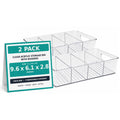 PPUU Thick Clear Pantry Organizer Bins with 3 Removable Dividers, 2 Pack | 9.6 Inch HeavyGauge Sturdy Plastic Containers, Easy 