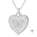 SOULMEET White Gold Filled Butterfly Cremation Jewelry for Ashes, Heart Butterfly Urn Necklace that Holds Human Dog Ashes, Putti