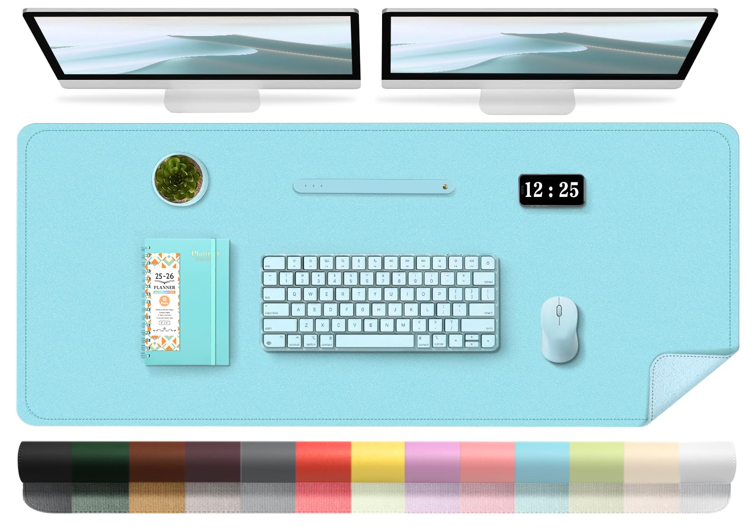 Large Desk Pad, 47.2 ' ' X 23.6 ' ', Computer Mat For Desk, Leather Desk Pad Protector, Suede Base Desk Blotter, Non-Slip Office