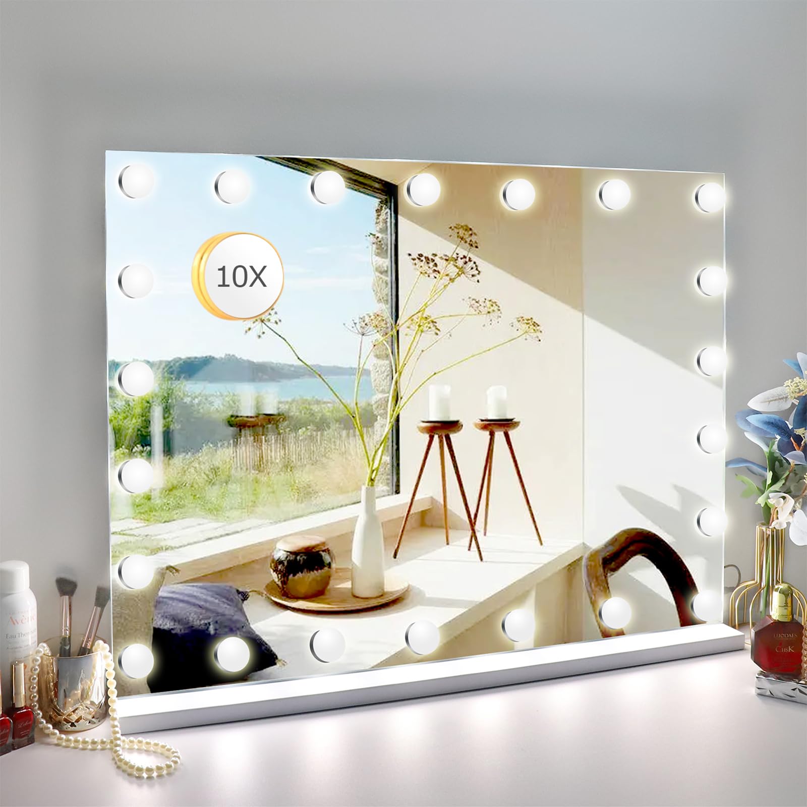 Despful 27.5'x 21.6' Vanity Mirror Makeup Mirror with Lights,10X Large Hollywood Lighted Vanity Mirror with 22 Dimmable LED Bu