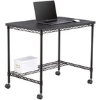 Safco Products 5203BL Mobile Home Office, Kitchen & Garage Wire Desk, Steel Frame, Multi-Use Melamine Top, Wheeled or Stationary Base, Great for Apartments and Dorms, Black