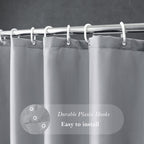 Aoohome 96 Inch Extra Long Shower Curtain Liner, Polyester Bathroom Curtain For Hotel With Hooks, Waterproof, Weighted Hem, Ligh
