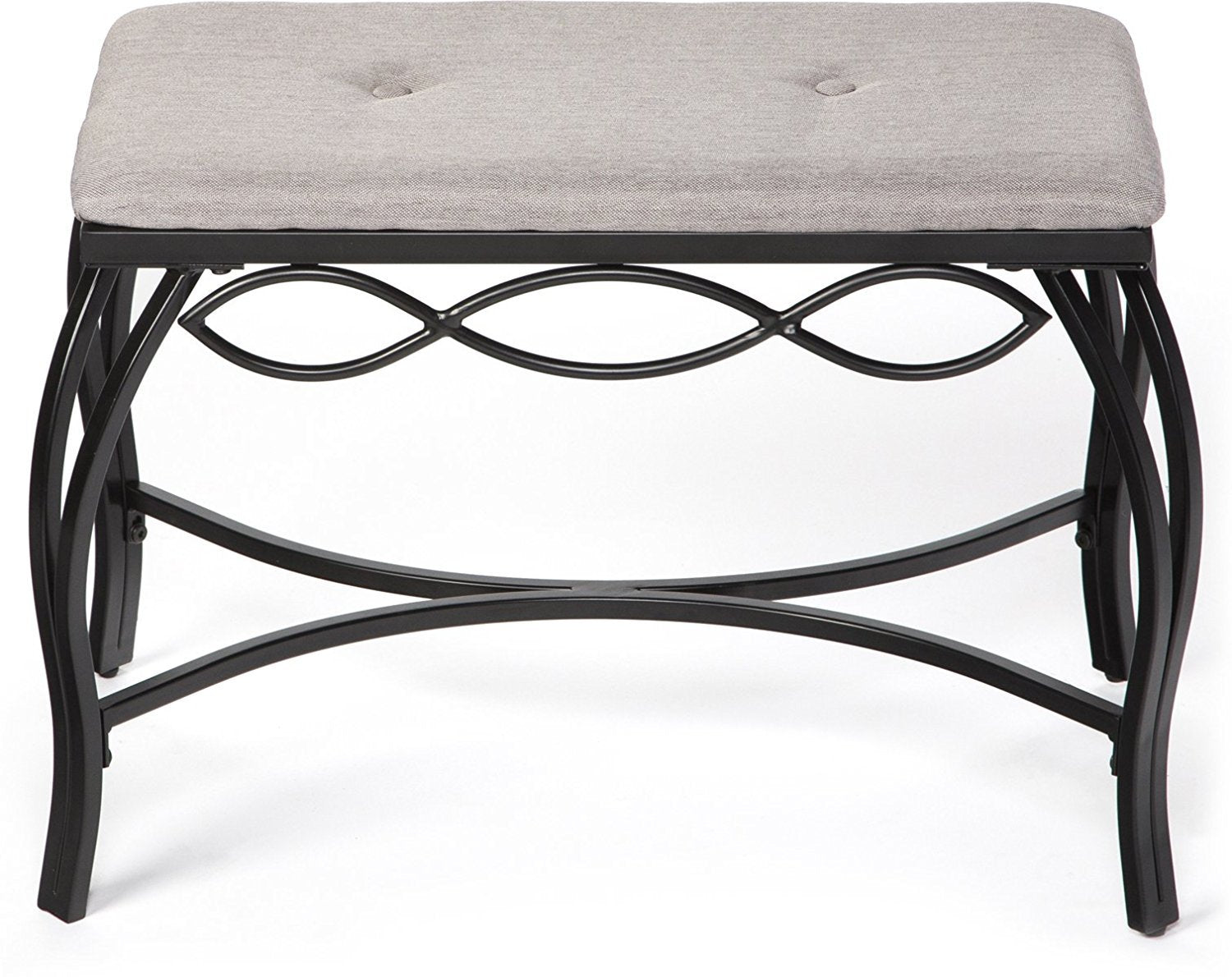 Mango Steam White Shoe Bench - Vanity Seat for Makeup Room, Dressing Stool, Entryway Bench - Powder Coated, Upholstered, Space S