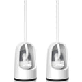 Toilet Brush, 2 Pack Toilet Brush and Holder Set with Durable Curved BristlesToilet Scrubber, Toilet Bowl Brush with Extra Long 