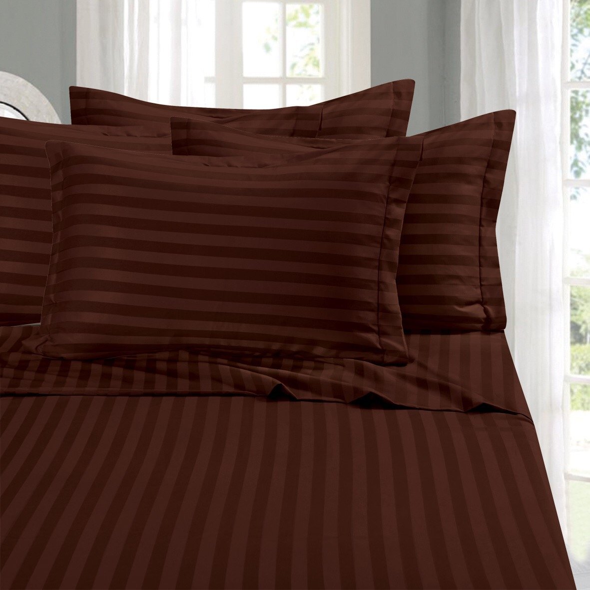 Elegant Comfort Best, Softest, Coziest Stripe Sheets Ever! 1500 Thread Count Egyptian Quality Luxury Silky-Soft Wrinkle & Fade R