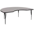 Flash Furniture Kidney Shaped Activity Table with Laminate Top and Height Adjustable Pre-School Legs, 48in x72in, Gray
