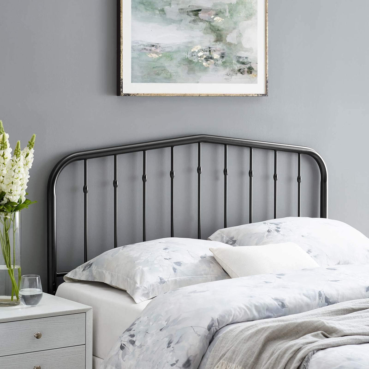 Modway Lennon Modern Farmhouse Metal King Headboard In Black