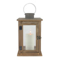 Stonebriar SB-5174B Rustic 12.5 Wooden Candle Lantern, Large, Brown