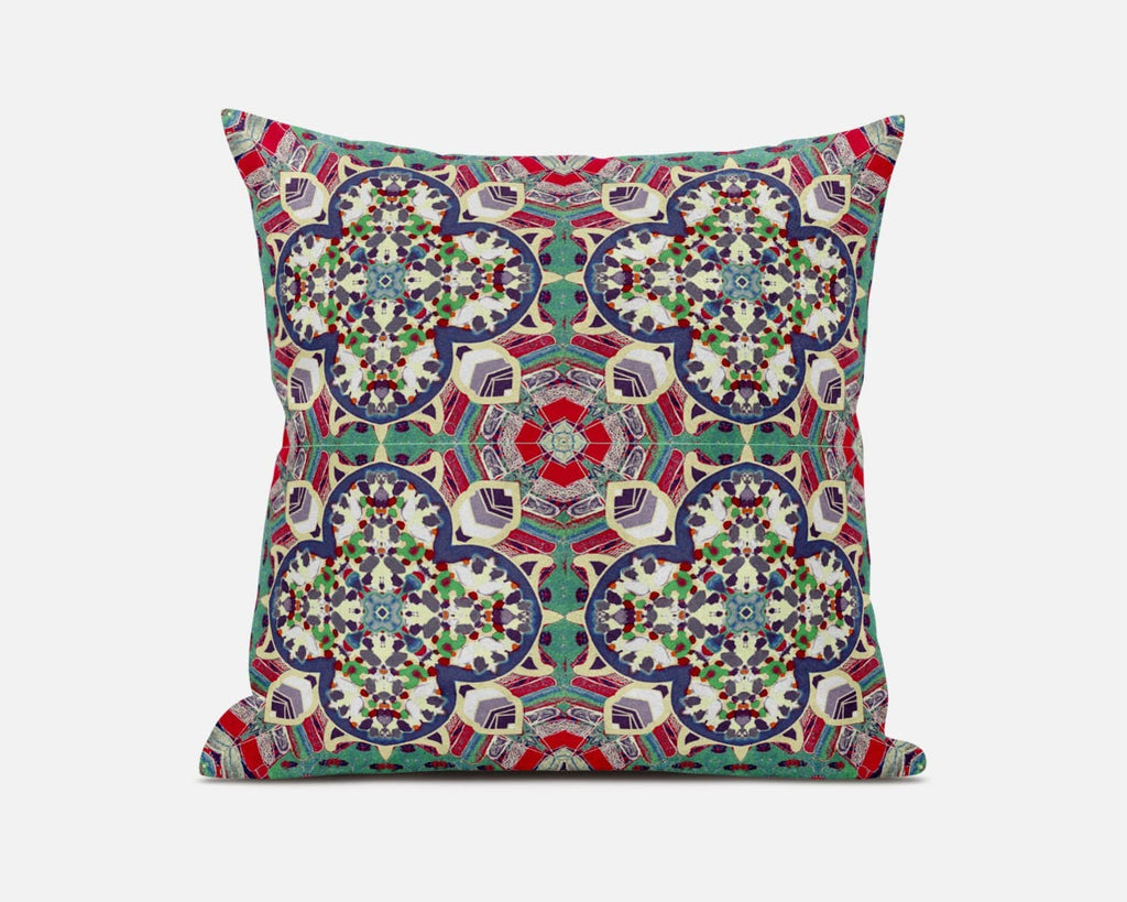 HomeRoots Green Grey Pink Gray Pink Cloverleaf Boho Suede Throw Pillow
