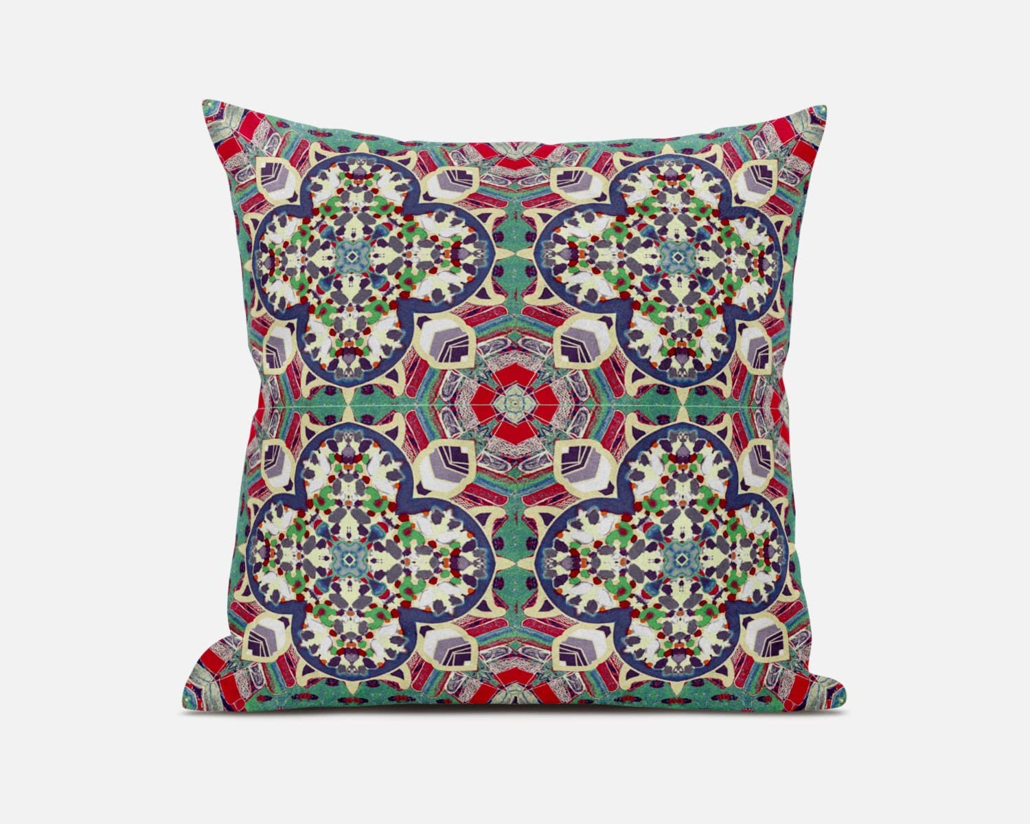 HomeRoots Green Grey Pink Gray Pink Cloverleaf Boho Suede Throw Pillow