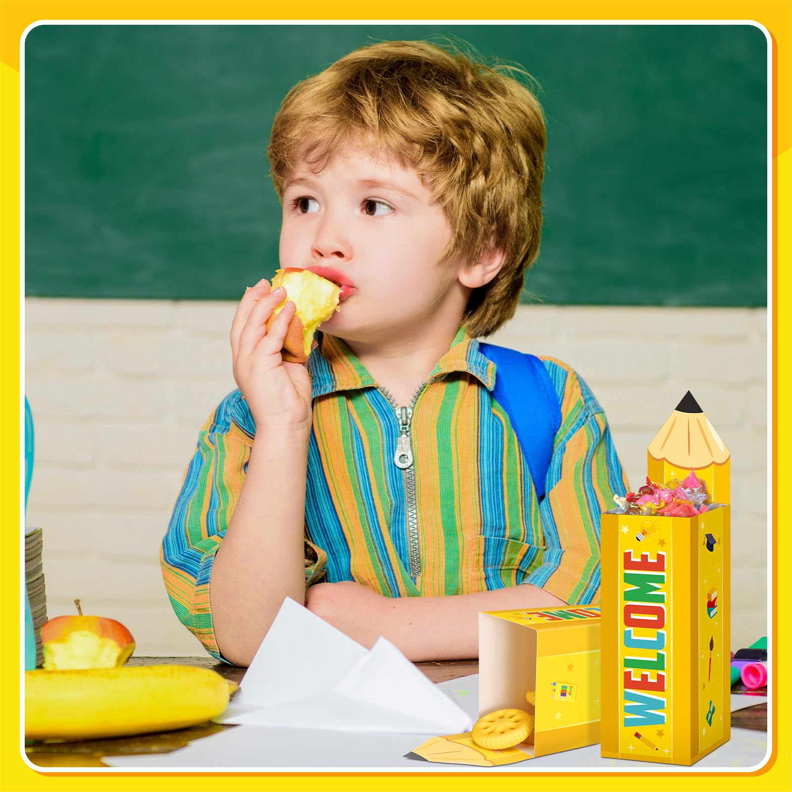 Humyoun 48 Pcs Back To School Pencil Candy Boxes Thanks Teacher Popcorn Holders Pencil Shaped Gift Box Classroom Decorations For