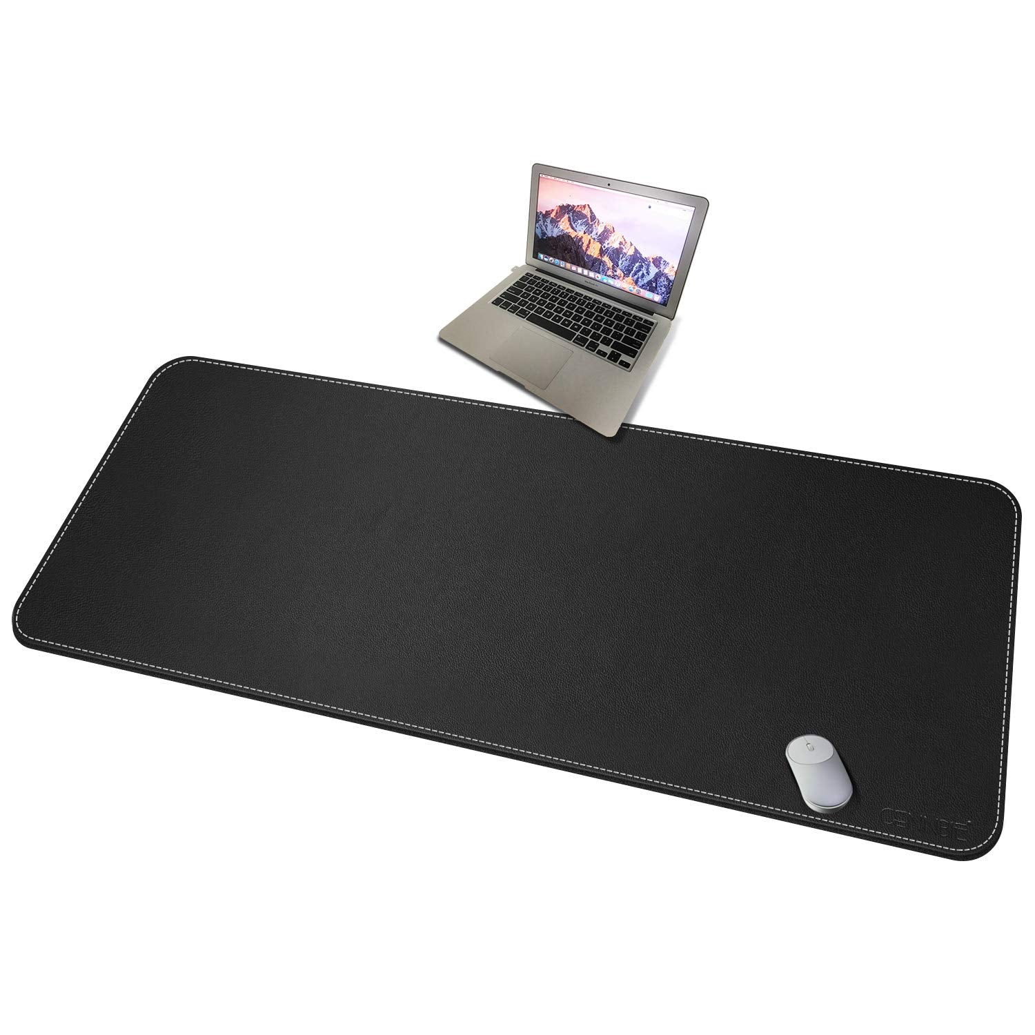 Cennbie 59' X 27.5' Extended Mega Size Professional Leather Desk Mat For Full Desk - Super Large Xxxl Large Mouse Pad (Black)