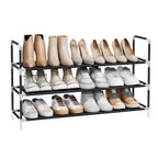 Songmics 3-Tier Shoe Rack, Shoe Storage For Hallway Closet, Slim And Space-Saving, Metal Frame, Non-Woven Fabric Shelves, Black Ulsh053B01